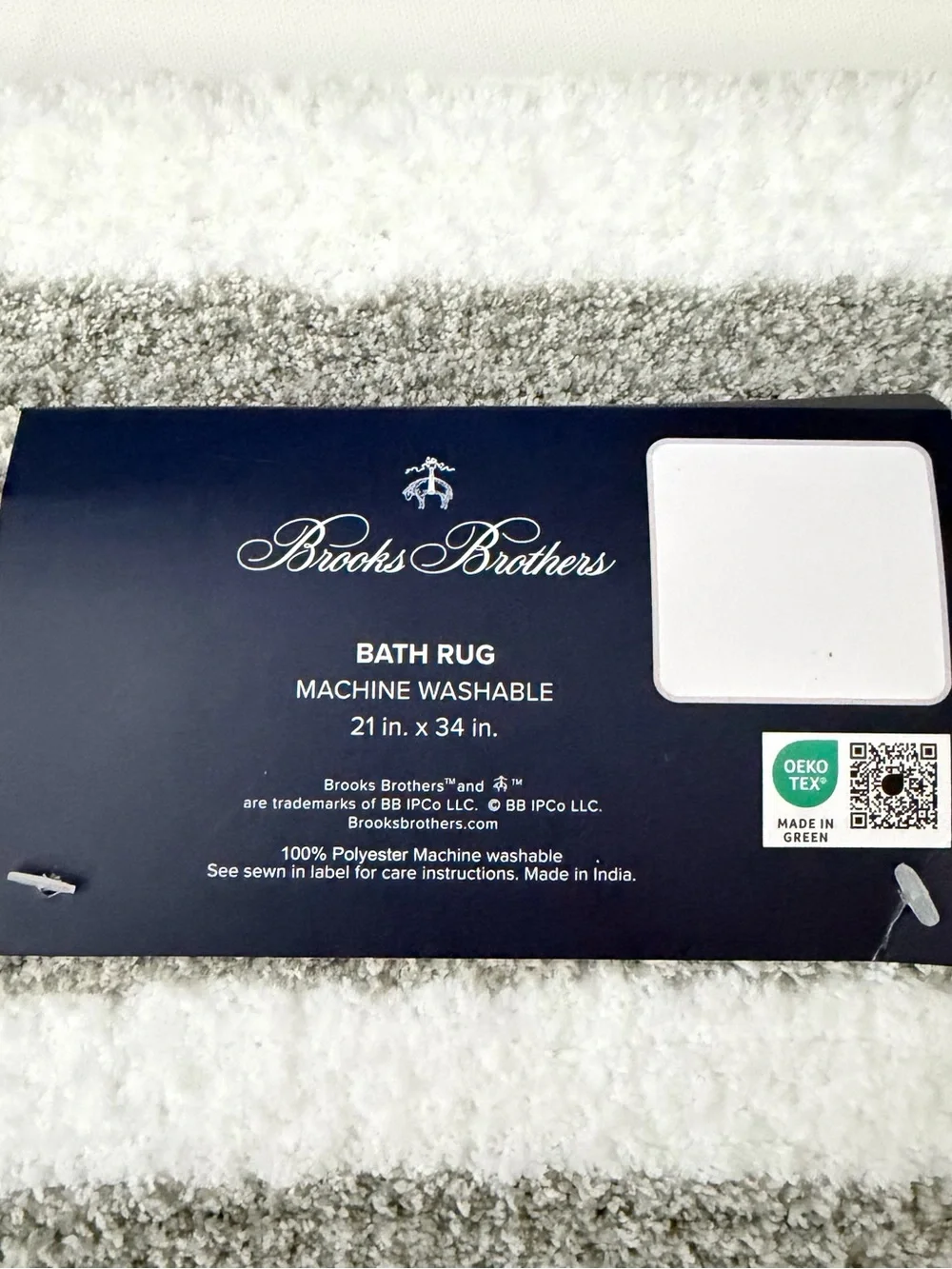 Brooks Brothers Gray and White Striped Bath Mat